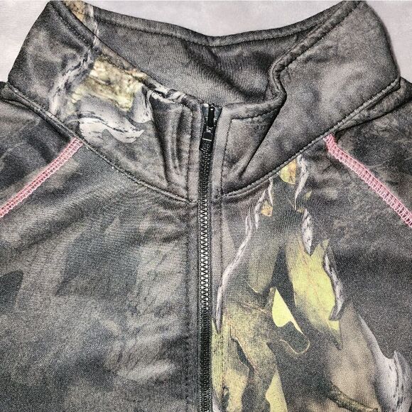 Mossy Oak Womens Winter Micro Fleece Camo Pull Over Sweater 1/4 Zip - Picture 3 of 4